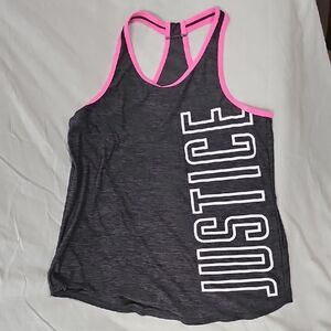 Justice Charcoal and Neon Pink Tank Top